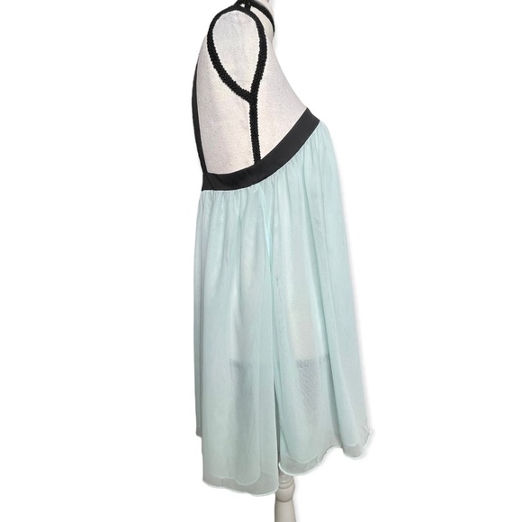 Kate Spade Powder Blue Contrast Bow Tie Halter Neckline Chemise Top SZ Medium - Picture 5 of 8